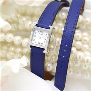 HERMES エルメス Hウォッチ ミニ HH1.110.131/SW7T 039366WW00 ドゥブルトゥール ブルーアンクル メイン