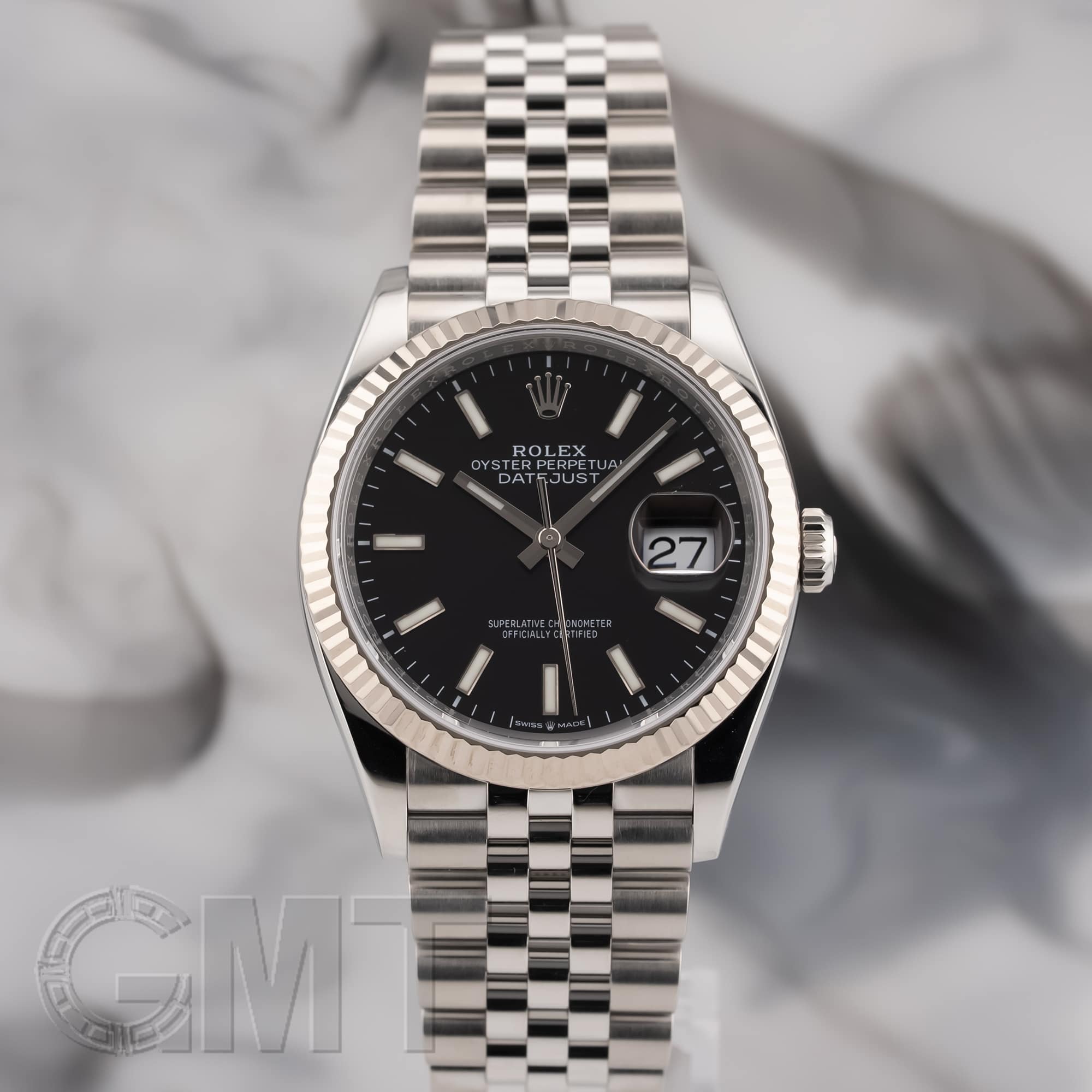 ロレックス デイトジャスト36 126234 ブラック バー 5列 ジュビリーブレス ランダム番 メンズ 中古 腕時計 中古)ROLEX ロレックス デイトジャスト 36 126234 ブラック ジュビリー