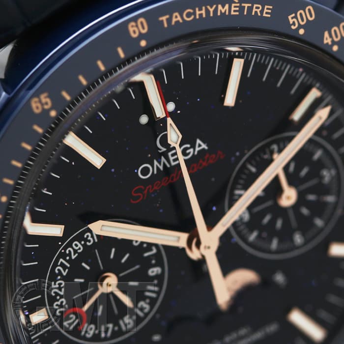 新品)OMEGA オメガ スピードマスター ムーンフェイズ ブルー サイド