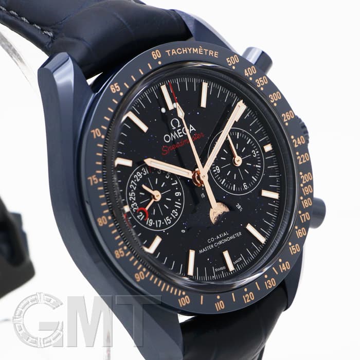 新品)OMEGA オメガ スピードマスター ムーンフェイズ ブルー サイド