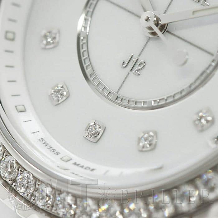 新品)CHANEL シャネル J12 ホワイト 12P/ベゼルダイヤ 33mm H6418