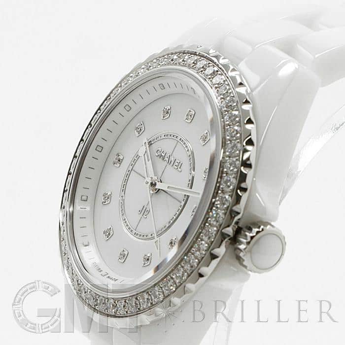 新品)CHANEL シャネル J12 ホワイト 12P/ベゼルダイヤ 33mm H6418