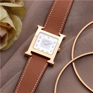 HERMES Hウォッチ レザーベルト エルメス ホワイト HERMES エルメス Hウォッチ ドゥブルトゥール レディース腕時計