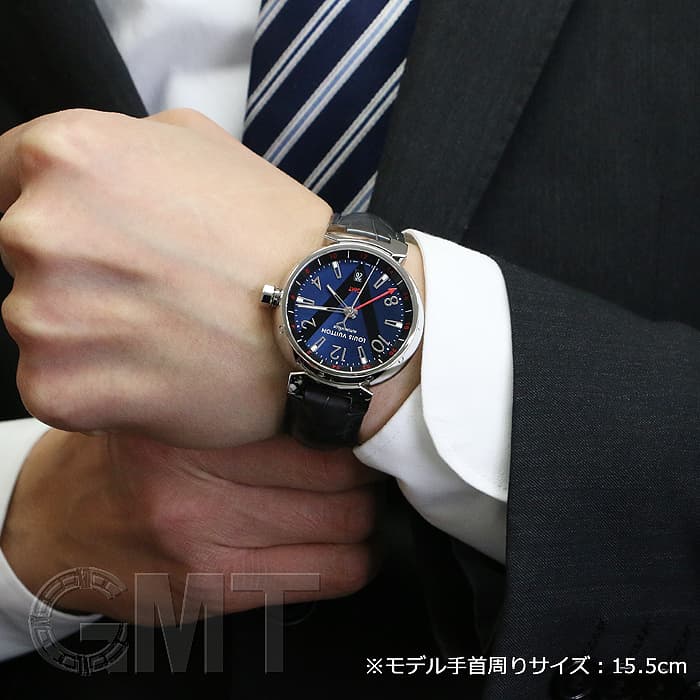 中古)LOUIS VUITTON ルイ・ヴィトン タンブール GMT ブルー Q11570