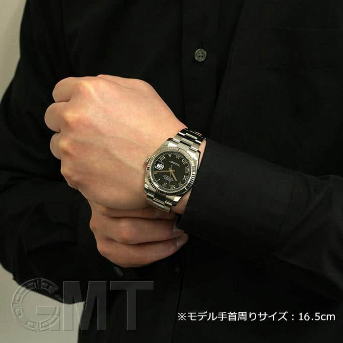 ロレックス　デイトジャスト16234,116234ブラックローマン文字盤　中古 116234 ブラック ROLEX（ロレックス）デイトジャスト 中古