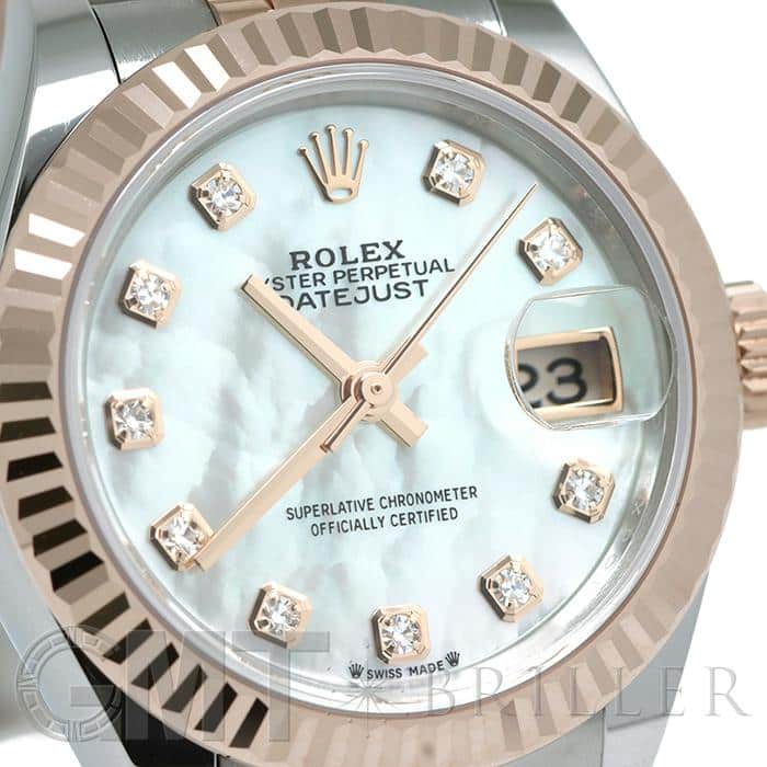 ロレックス デイトジャスト 10Pダイヤ 279171NG ホワイトシェル 3列 オイスターブレス ランダム番 レディース 中古 腕時計 279171NG ホワイトシェル ROLEX（ロレックス）デイトジャスト 10P