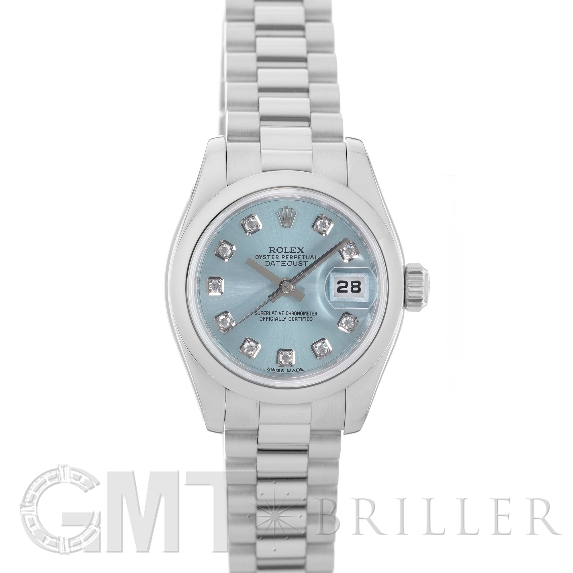 中古)ROLEX ロレックス デイトジャスト 179166G アイスブルー 10P