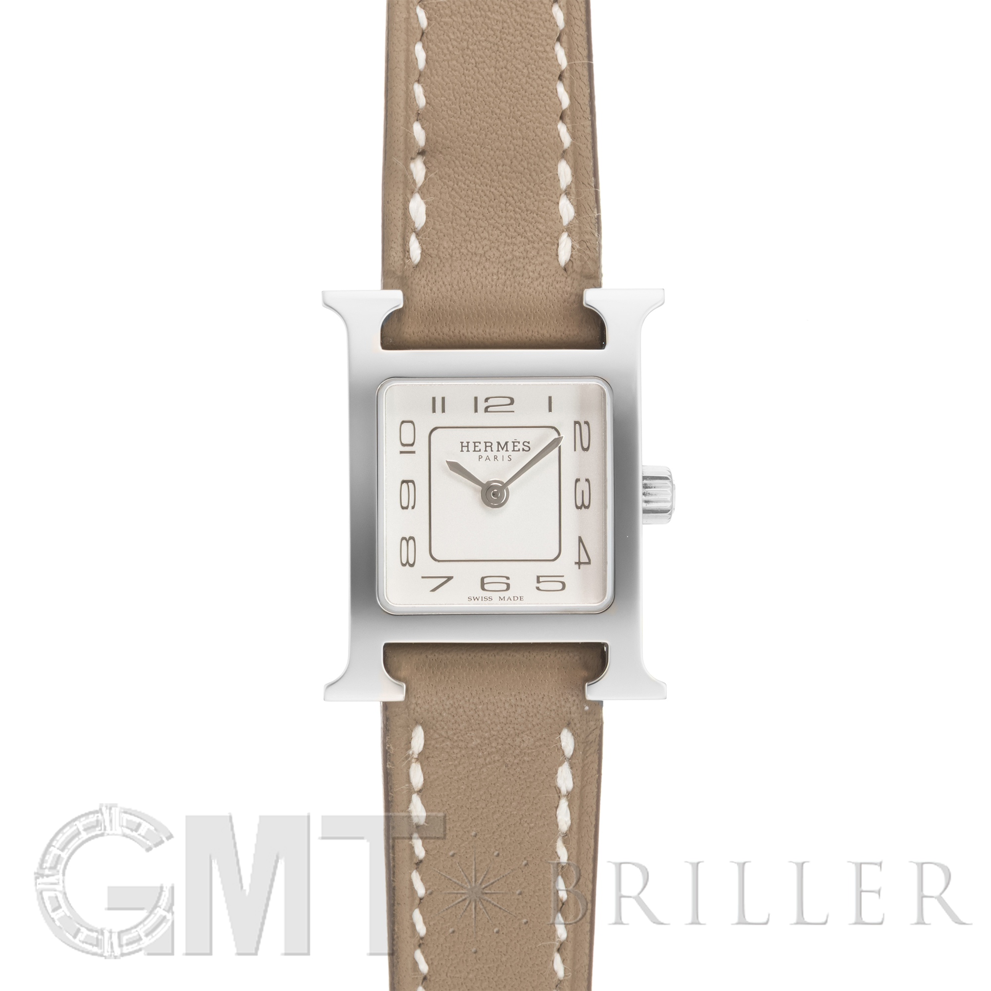 未使用)HERMES エルメス Hウォッチ PM シルバー エトゥープ HH1.210