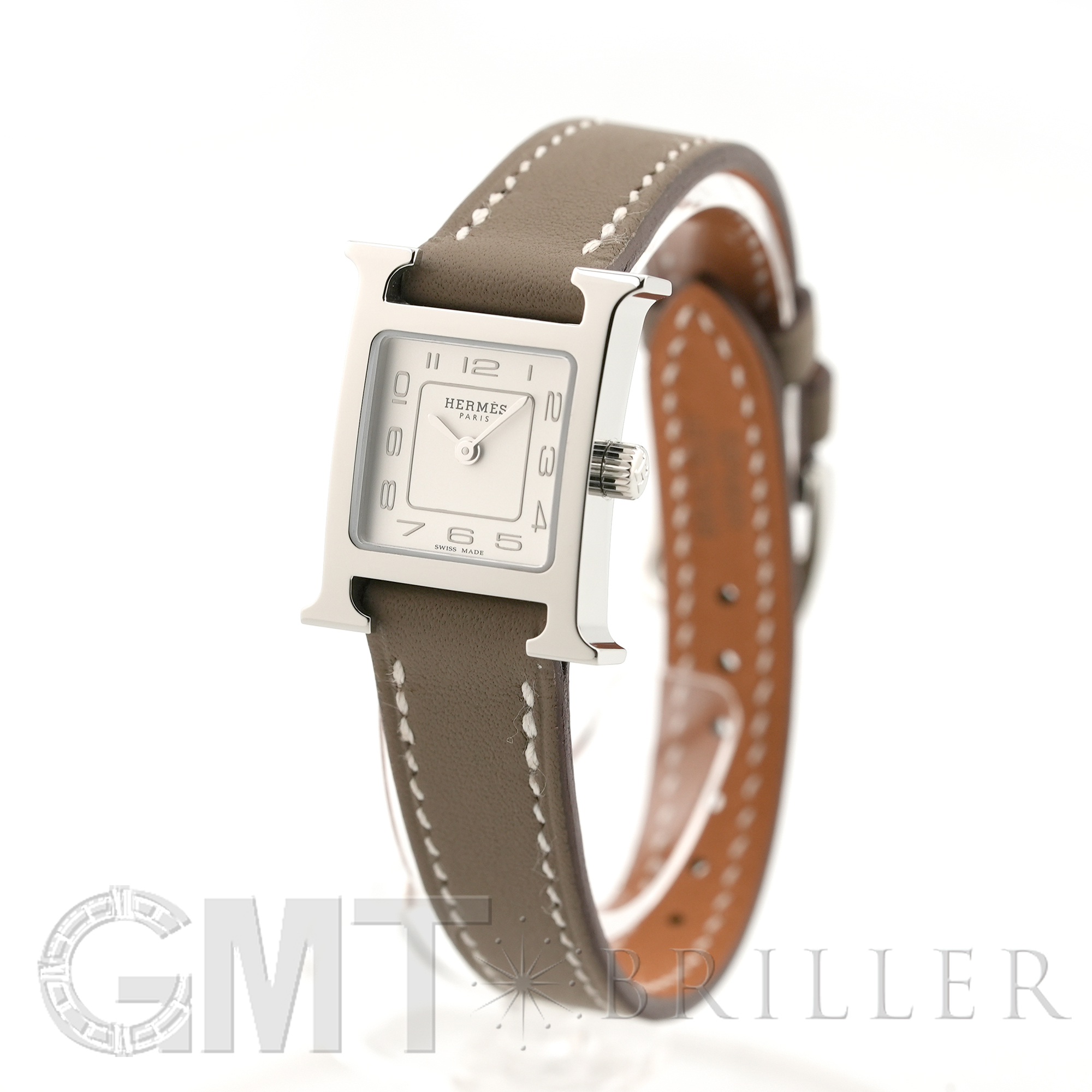 未使用)HERMES エルメス Hウォッチ PM シルバー エトゥープ HH1.210