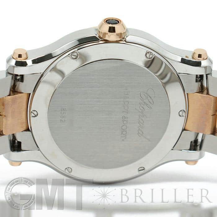 美品 ショパール　ハッピースポーツ　ゴールド トラベルテーブルクロック ケース付 新品)CHOPARD ショパール ハッピースポーツ 278582-6002（商品ID