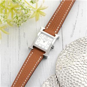 中古)HERMES エルメス Hウォッチ ミニ シルバー ゴールド HH1.110