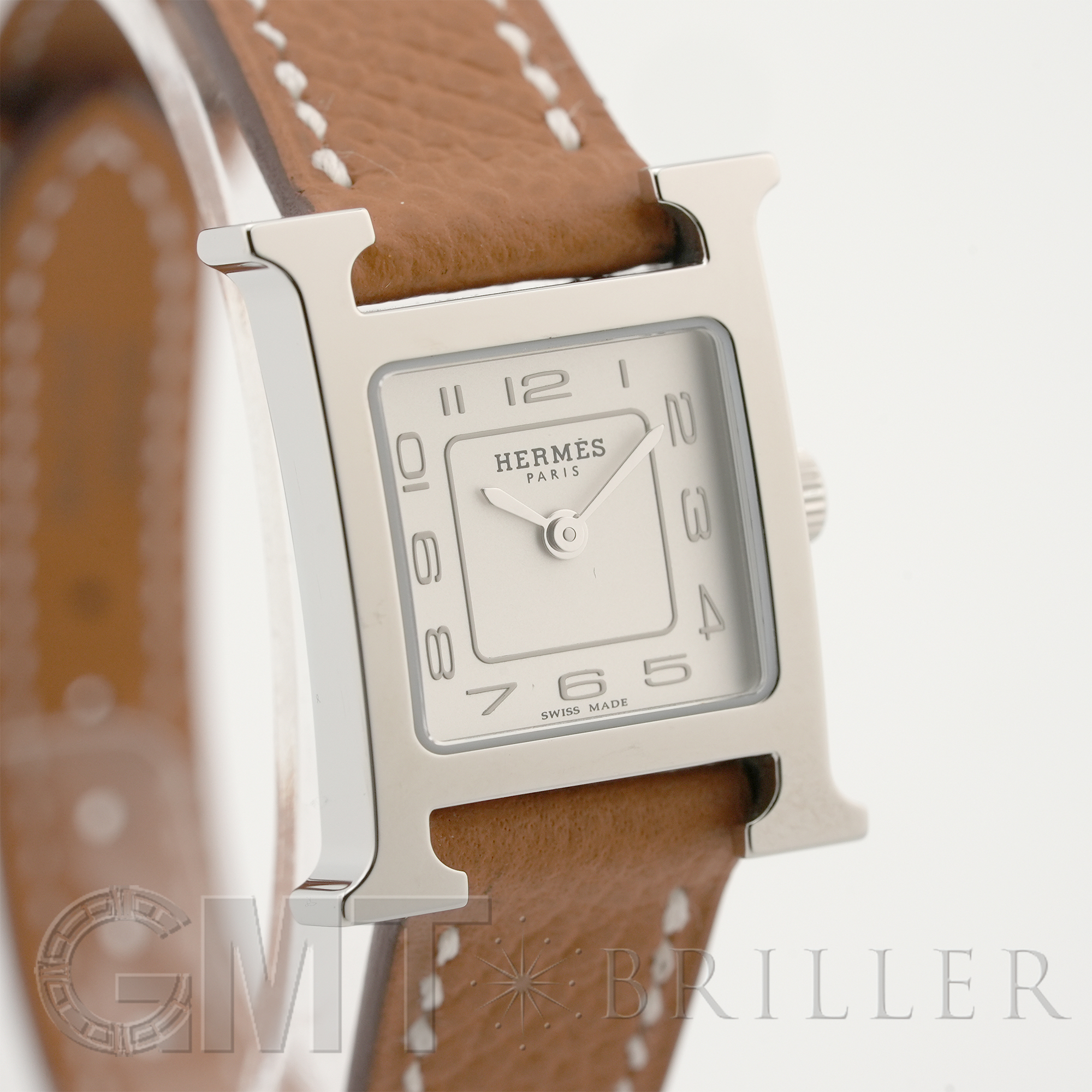 中古)HERMES エルメス Hウォッチ ミニ シルバー ゴールド HH1.110