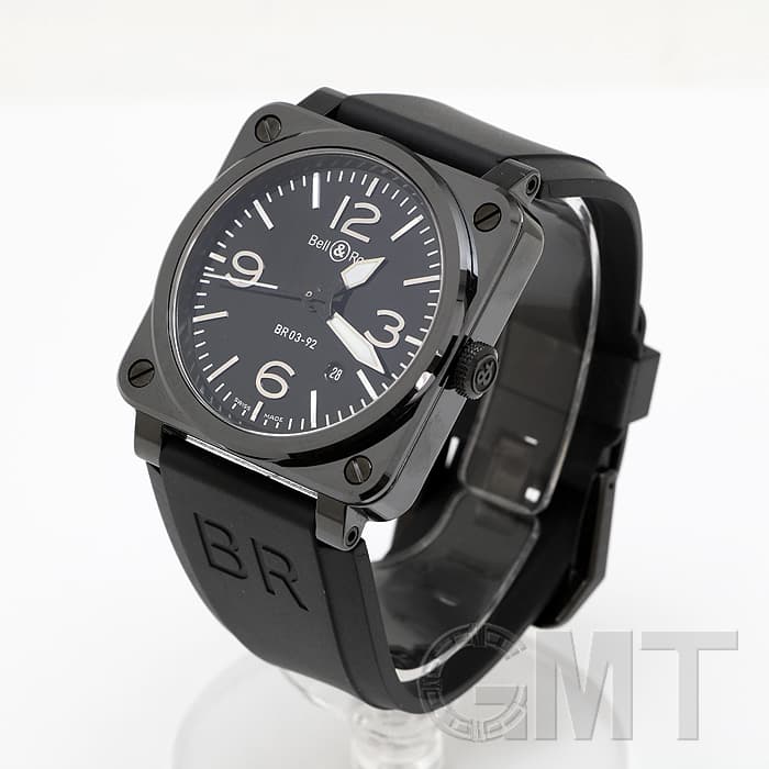 ゴルゴ　Bell & Ross BR03-92 ブラックセラミック 中古 中古)BELL & ROSS ベル&ロス BR 03-92ブラック ポリッシュセラミック