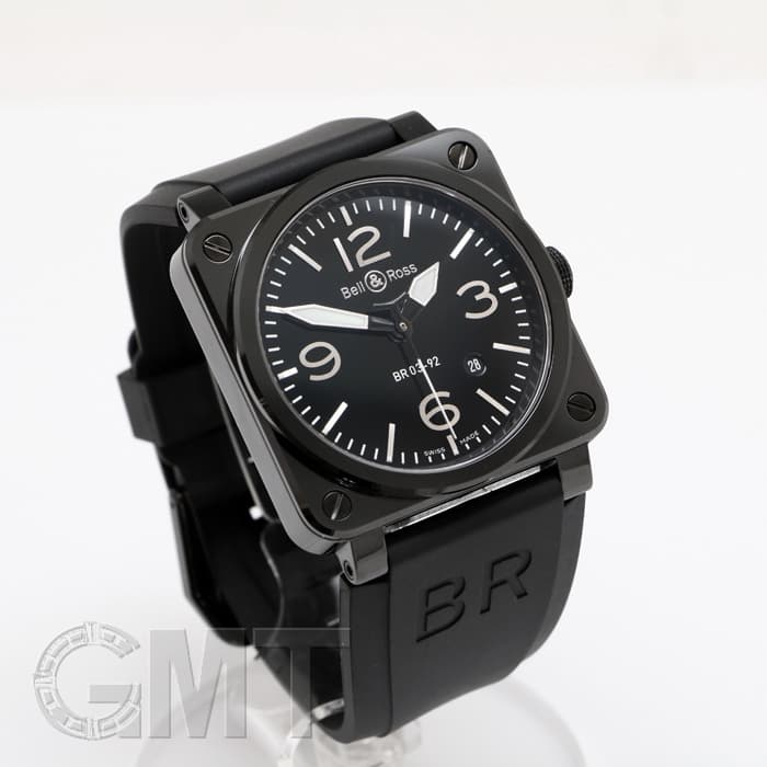 ゴルゴ　Bell & Ross BR03-92 ブラックセラミック 中古 中古)BELL & ROSS ベル&ロス BR 03-92ブラック ポリッシュセラミック