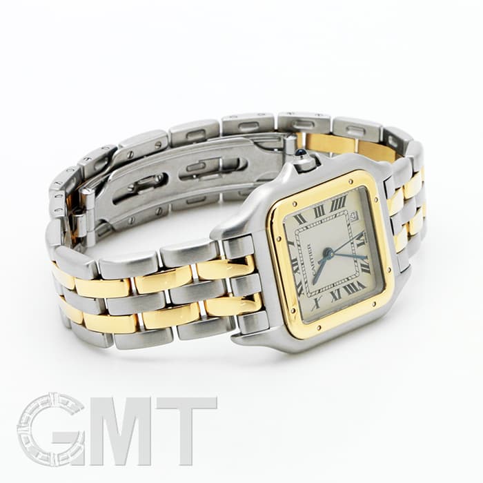カルティエ Cartier パンテールMM 2ロウ W25028B6 ホワイト イエローゴールド/ステンレススチール レディース 腕時計 中古)CARTIER カルティエ パンテール MM W25028B6（商品ID