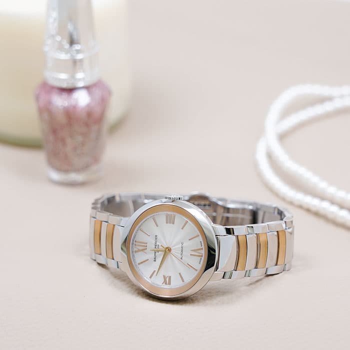 BAUME&amp;MERCIER ボーム&amp;メルシェ プロメス M0A10182 白 ホワイトシェル SS ステンレス レディース 自動巻き【6ヶ月保証】【腕時計】【中古】 BAUME&MERCIER - BAUME&MERCIER ボーム&メルシェ プロメス M0A10182 白