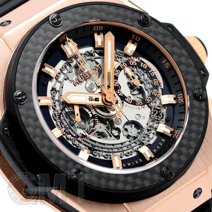 ゴルドキング ホロカード 6000 中古)HUBLOT ウブロ キングパワー ウニコ キングゴールド カーボン 701