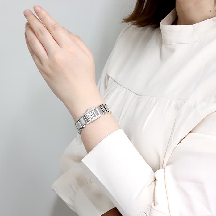 中古 カルティエ CARTIER WE70069H アイボリー レディース 腕時計 中古)CARTIER カルティエ タンキッシムSM WE70069H（商品ID