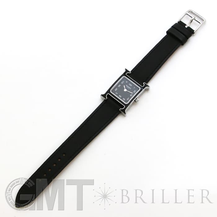 HERMES アナログ腕時計 黒レザー 新品)HERMES エルメス Hウォッチ 044936WW00 HH1.221.336/VB89 H