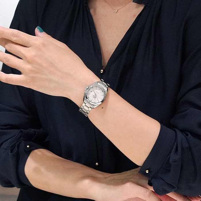 オメガ OMEGA シーマスター アクアテラ コンビ 2377 30 レディース 腕時計 デイト シルバー 文字盤 K18YG クォーツ Seamaster VLP 90185569 オメガ / OMEGA シーマスター シーマスター アクアテラ 2573.70銀座