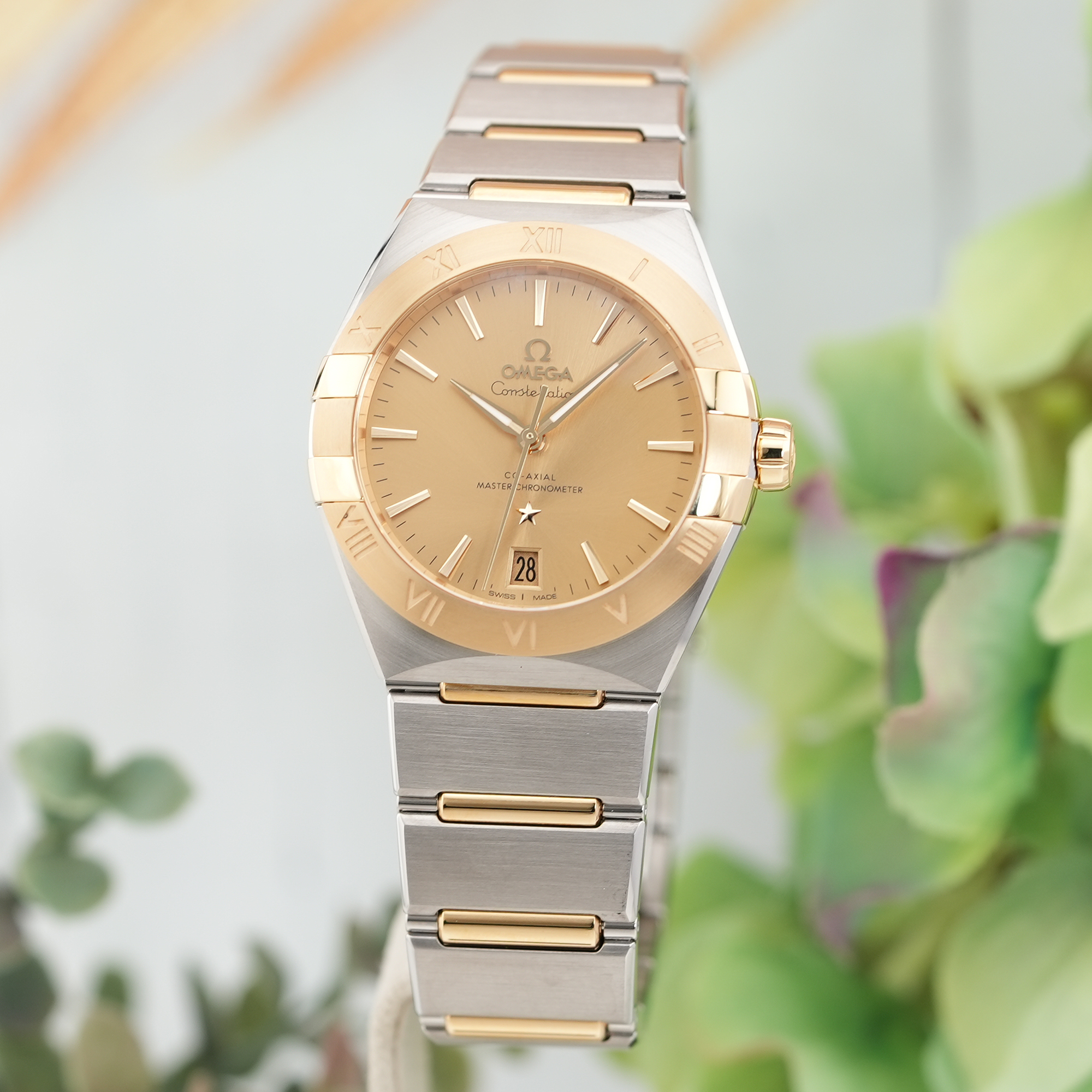 OMEGA コンステレーション ゴールドベゼル 18K ローマ数字 稼動品 新品)OMEGA オメガ コンステレーション 36MM 131.20.36.20.08.001