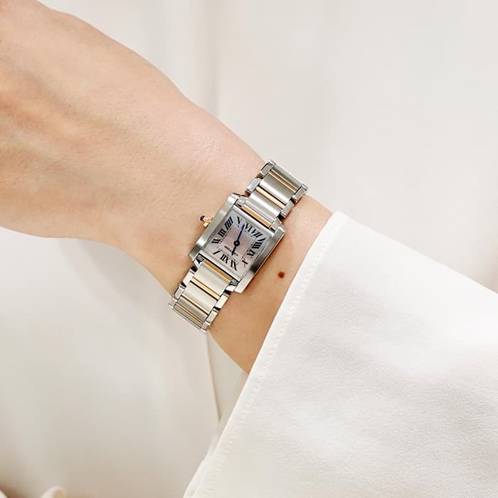 中古)CARTIER カルティエ タンク フランセーズ SM ピンクMOP