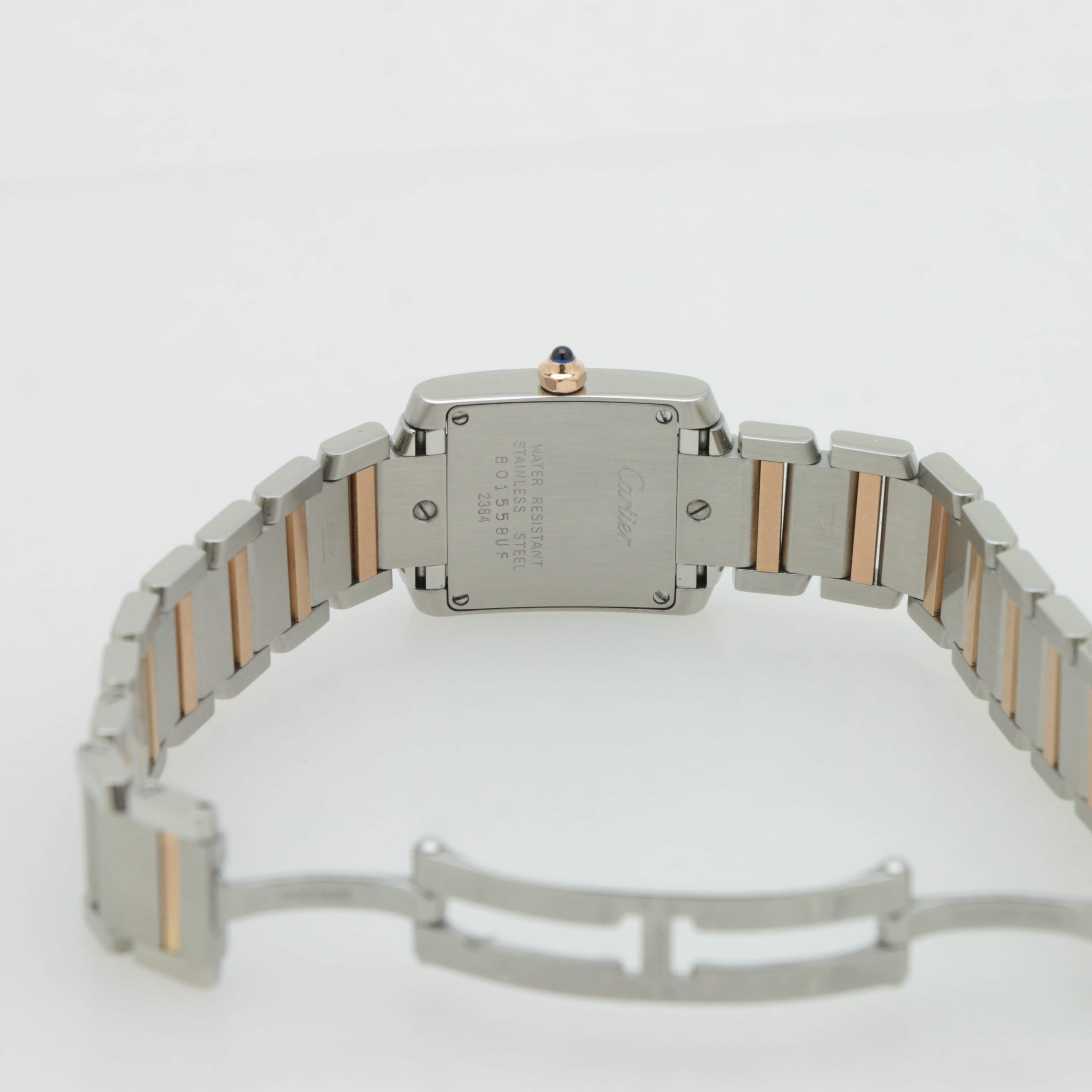【OH・電池交換済み】腕時計 レディース カルティエ Cartier タンクフランセーズ SM  W51027Q4 ピンクマザーオブパール シェル クォーツ 2針 中古)CARTIER カルティエ タンク フランセーズ SM ピンクMOP W51027Q4