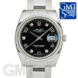 ROLEX ロレックス オイスターパーペチュアル&デイト 115234G ブラック アラビア 5Pダイヤ メイン