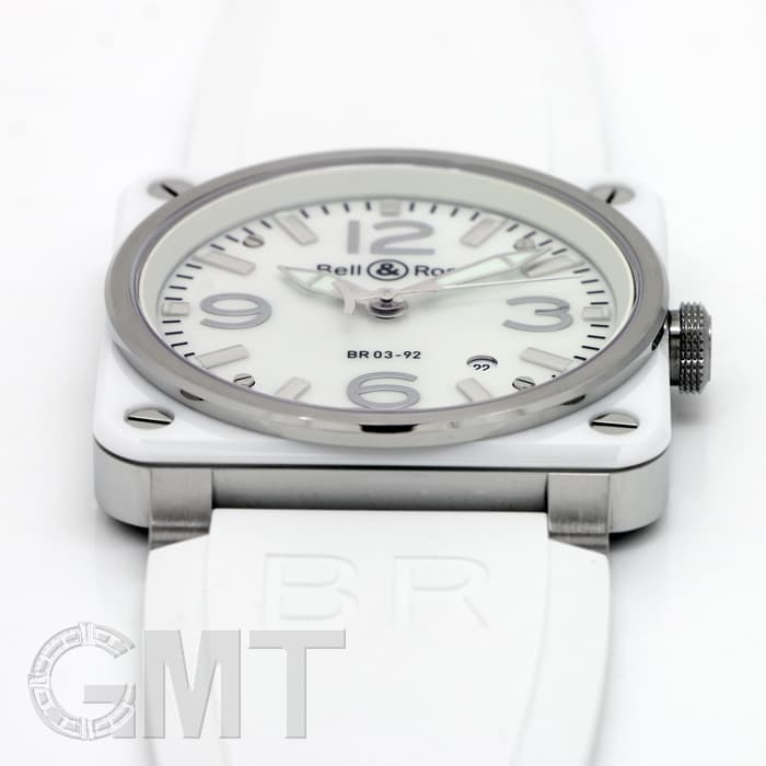 未使用！ベルアンドロス　Bell&Ross　ラバーベルト　ホワイト　純正品 新品)BELL & ROSS ベル&ロス BR BR03-92 ホワイトセラミック ホワイト