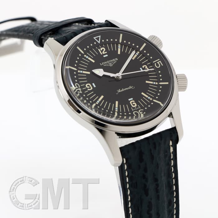 中古)LONGINES ロンジン レジェンド ダイバー ブラック レザー L3