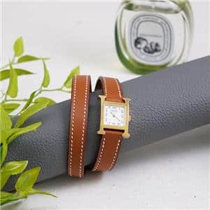 HERMES エルメス Hウォッチ HH1.101.131/VB342 W038178WW00※ Hウォッチミニ ドゥブルトゥール ゴールドプレーテッド メイン