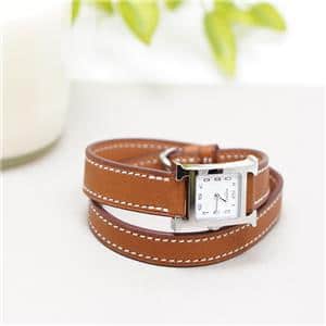 HERMES エルメス Hウォッチ HH1.110.131/VB341SS ミニ ドゥブルトゥール ナチュラルブラウン メイン