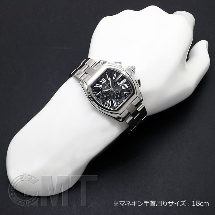 カルティエ　ロードスターLM用　カーフストラップ　バックルセット　専用ポーチ付 中古)CARTIER カルティエ ロードスター クロノグラフ W62019X6（商品ID