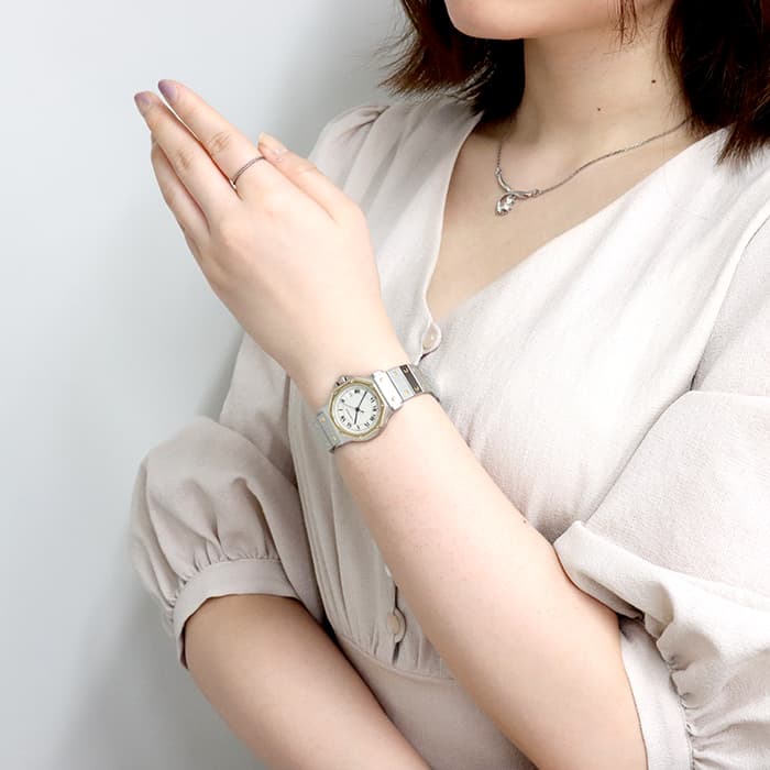 中古)CARTIER カルティエ サントス オクタゴン ゴールドベゼル（商品ID