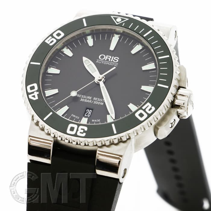 新品)ORIS オリス アクイス デイト グレー/グリーンベゼル ラバー 733