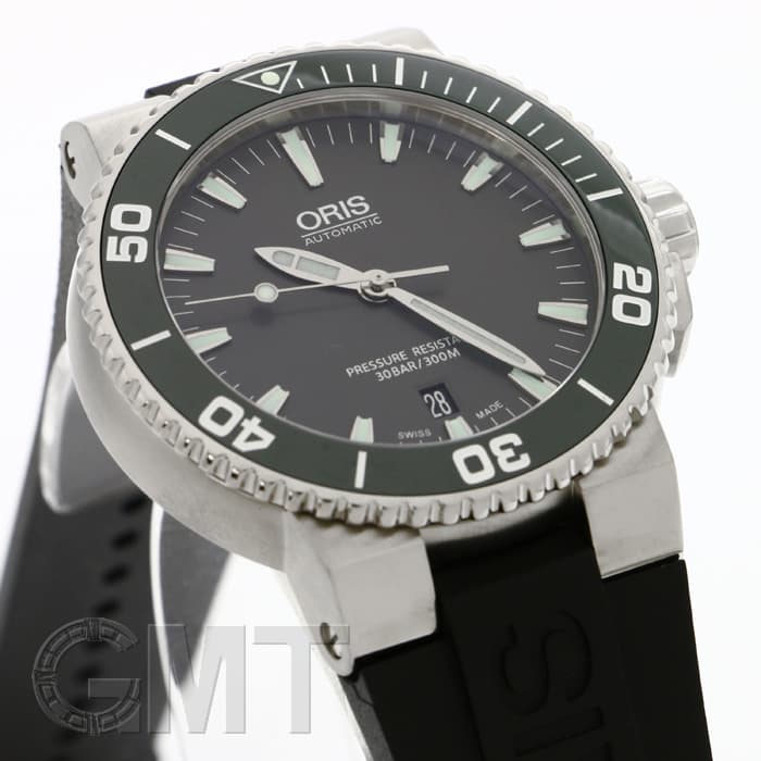 【オグレ】 新品)ORIS オリス アクイス デイト グレー/グリーンベゼル ラバー 733