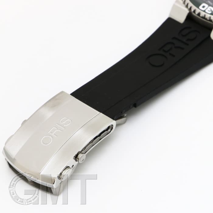 ORIS オリス アクイス デイト 7653 300m防水 裏スケ グレー グリーン SS ステンレス CE セラミック メンズ 自動巻き【6ヶ月保証】【腕時計】【中古】 新品)ORIS オリス アクイス デイト グレー/グリーンベゼル ラバー 733