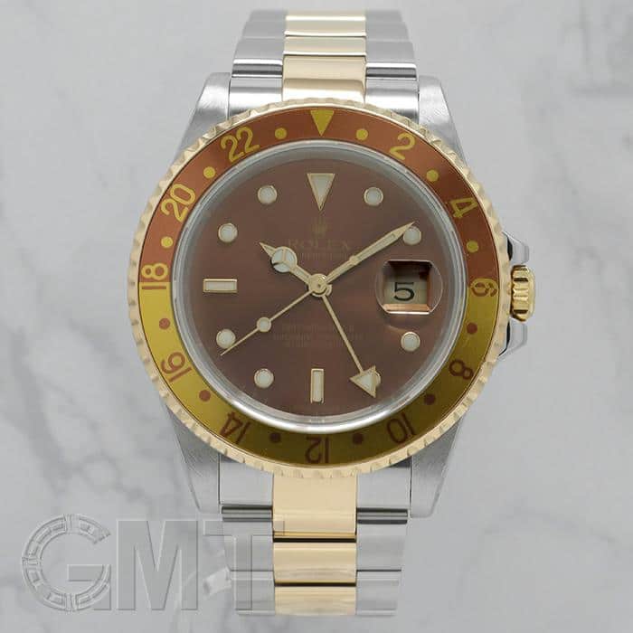 ROLEX 自動巻き 腕時計 ブラウン 中古)ROLEX ロレックス GMTマスター II 16713 ブラウン P番（商品ID