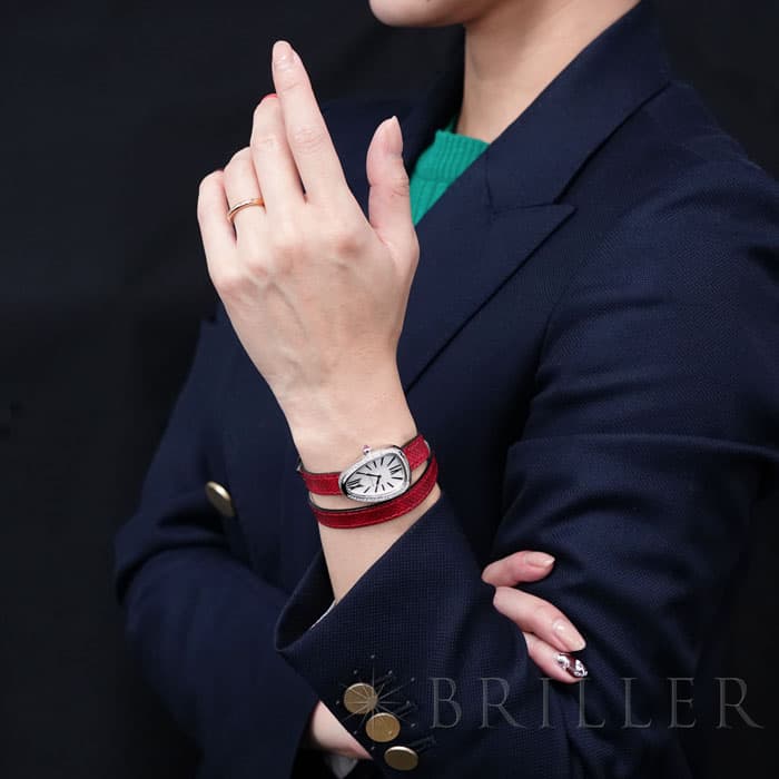 【超美品】BVLGARI ブルガリ ミレリゲ 2way イタリア製 新品)BVLGARI ブルガリ セルペンティ SP32WSDL ホワイトMOP レッド