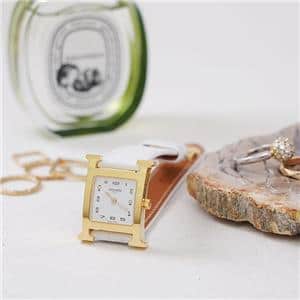 HERMES エルメス Hウォッチ HH1.201.131/UBC 036735WW00 Hウォッチ ゴールドプレーテッド　ホワイト メイン