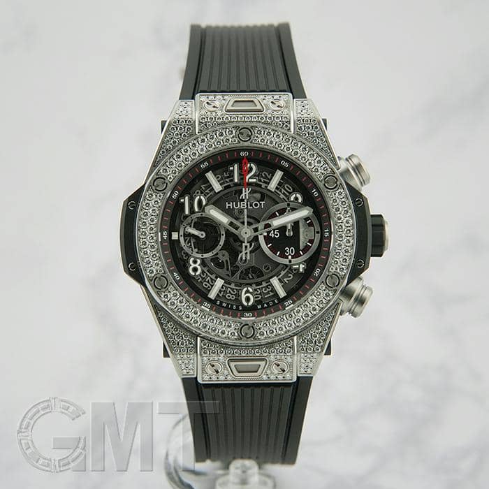 中古)HUBLOT ウブロ ビッグバン ウニコ チタニウム パヴェ 45mm 411.NX