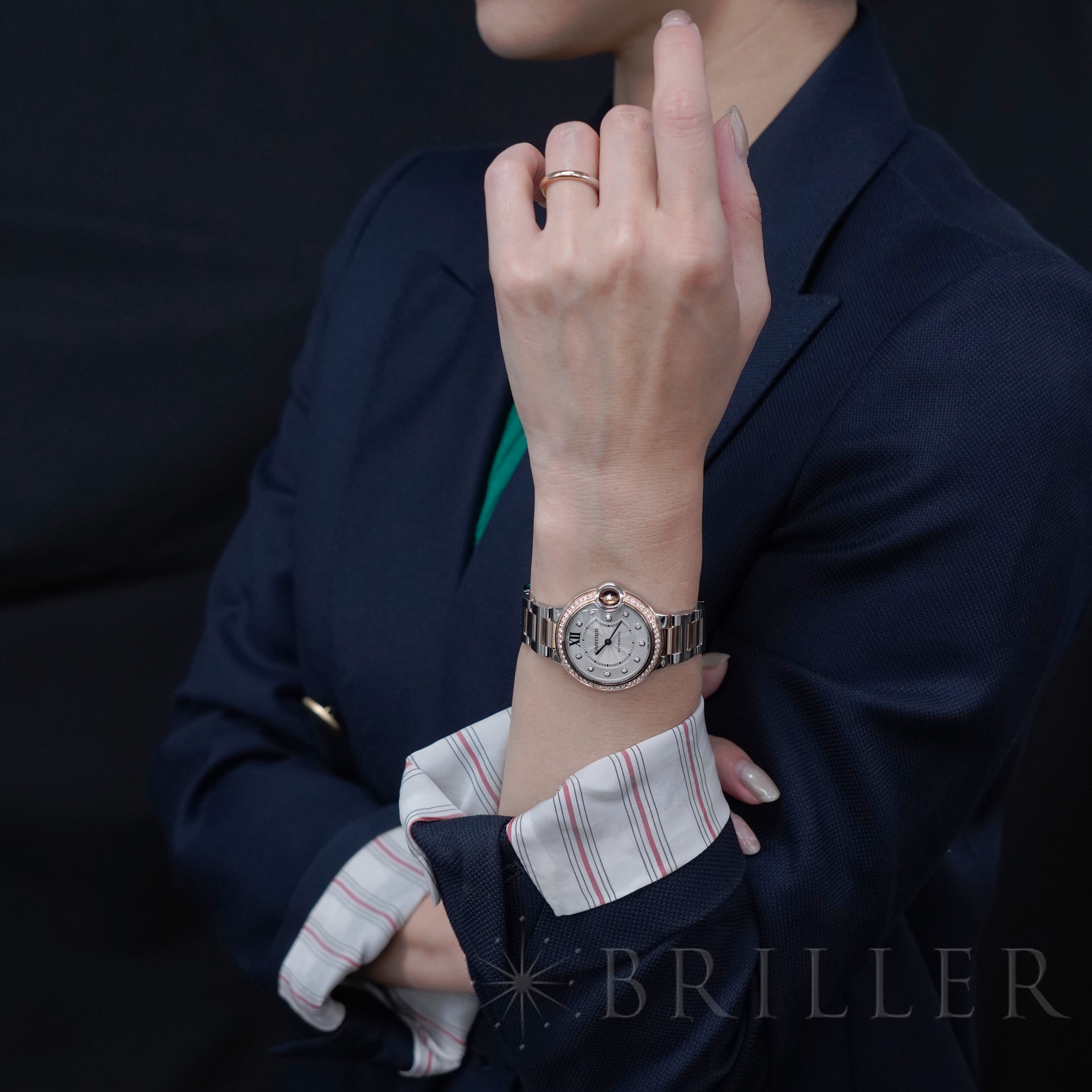 新品)CARTIER カルティエ バロンブルー ベゼルダイヤ 11Pダイヤ 33mm