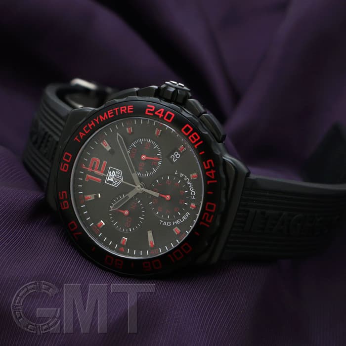 タグホイヤー フォーミュラ1 374.508 SS ラバー ブラック 黒文字盤 クオーツ 腕時計 1910【中古】TAG HEUER TAG Heuer - タグホイヤー フォーミュラ1 374.508 SS ラバー ブラック