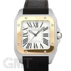 カルティエ　サントス100 新品)CARTIER カルティエ サントス 100 MM SS×PG レザー