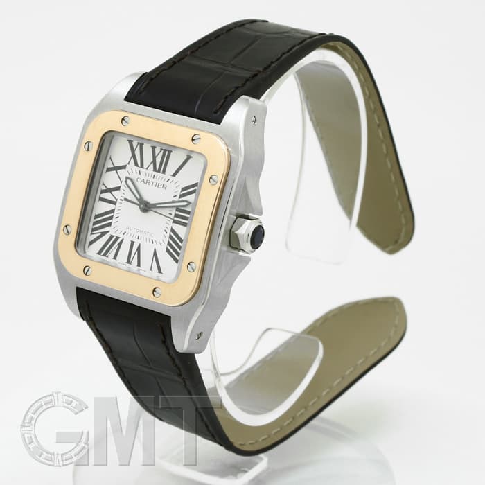 新品)CARTIER カルティエ サントス 100 MM SS×PG レザー W20107X7