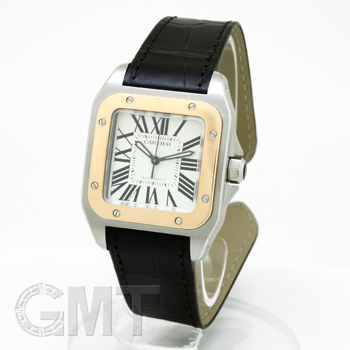 新品)CARTIER カルティエ サントス 100 MM SS×PG レザー W20107X7