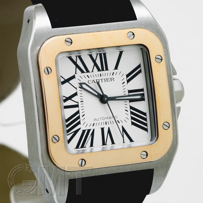 新品)CARTIER カルティエ サントス 100 MM SS×PG レザー W20107X7