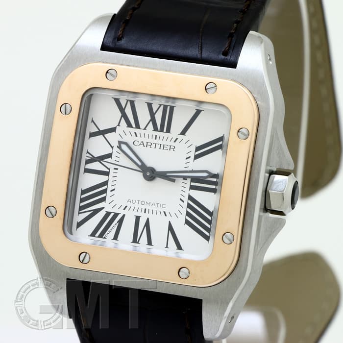 新品)CARTIER カルティエ サントス 100 MM SS×PG レザー W20107X7