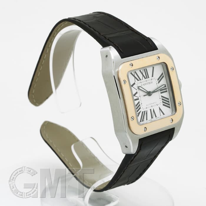 AIG　カルティエ CARTIER W20107X7 新品)CARTIER カルティエ サントス 100 MM SS×PG レザー W20107X7