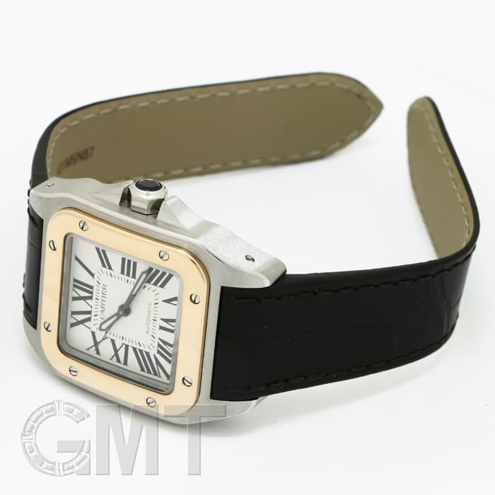 新品)CARTIER カルティエ サントス 100 MM SS×PG レザー W20107X7